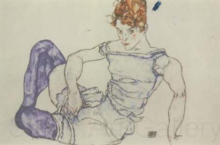 Egon Schiele Seated Woman in Violet Stockings (mk12) France oil painting art